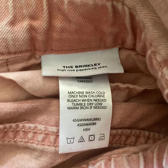 JOE’S Jeans The Brinkley pink wash sz 28 high rise paper bag with zip, snap, tie - Picture 6 of 8